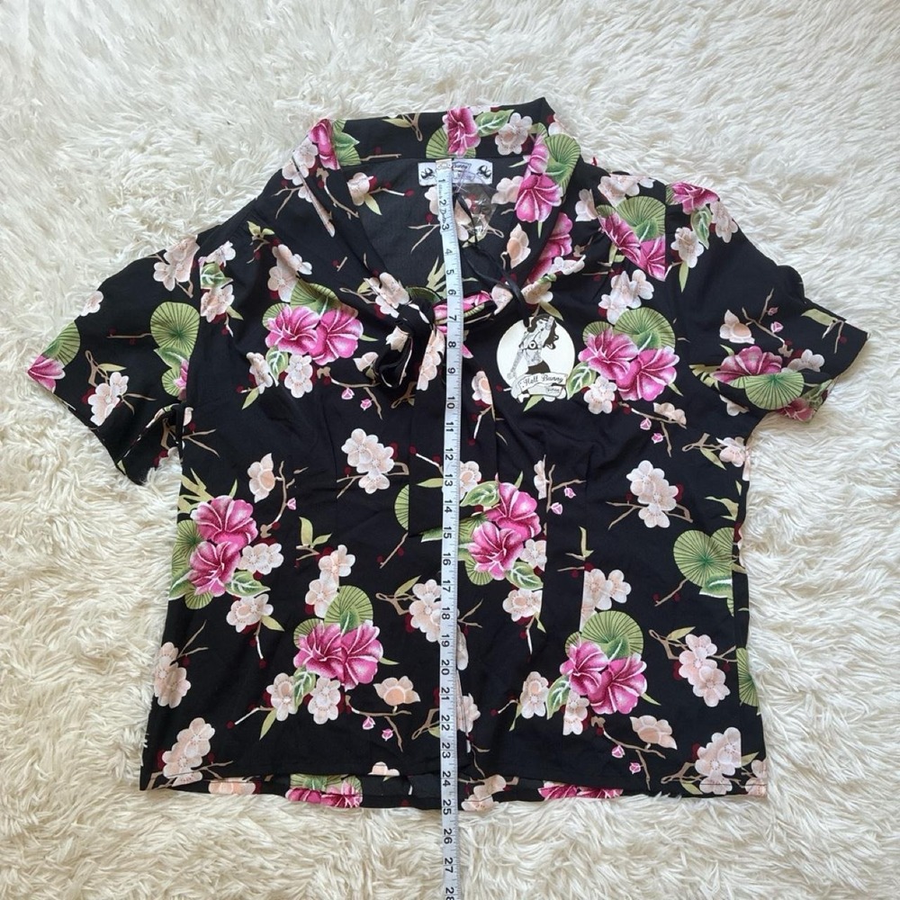 NWT Hell Bunny Vixen short sleeve button up Floral Retro Beach Summer - Picture 4 of 5